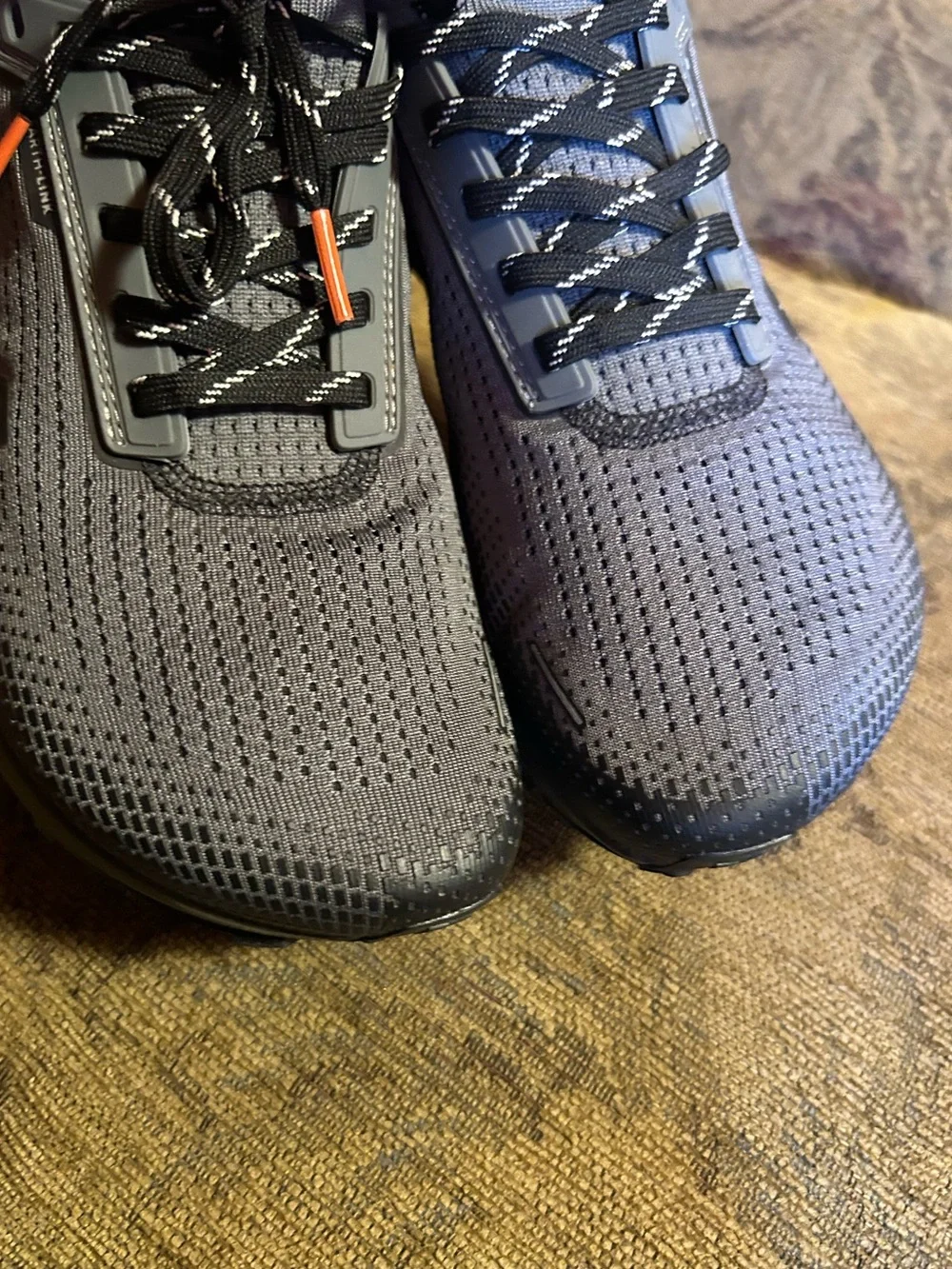 Flux Footwear Trail Runner in grey with orange accents UNISEX M 6.5 W 8
